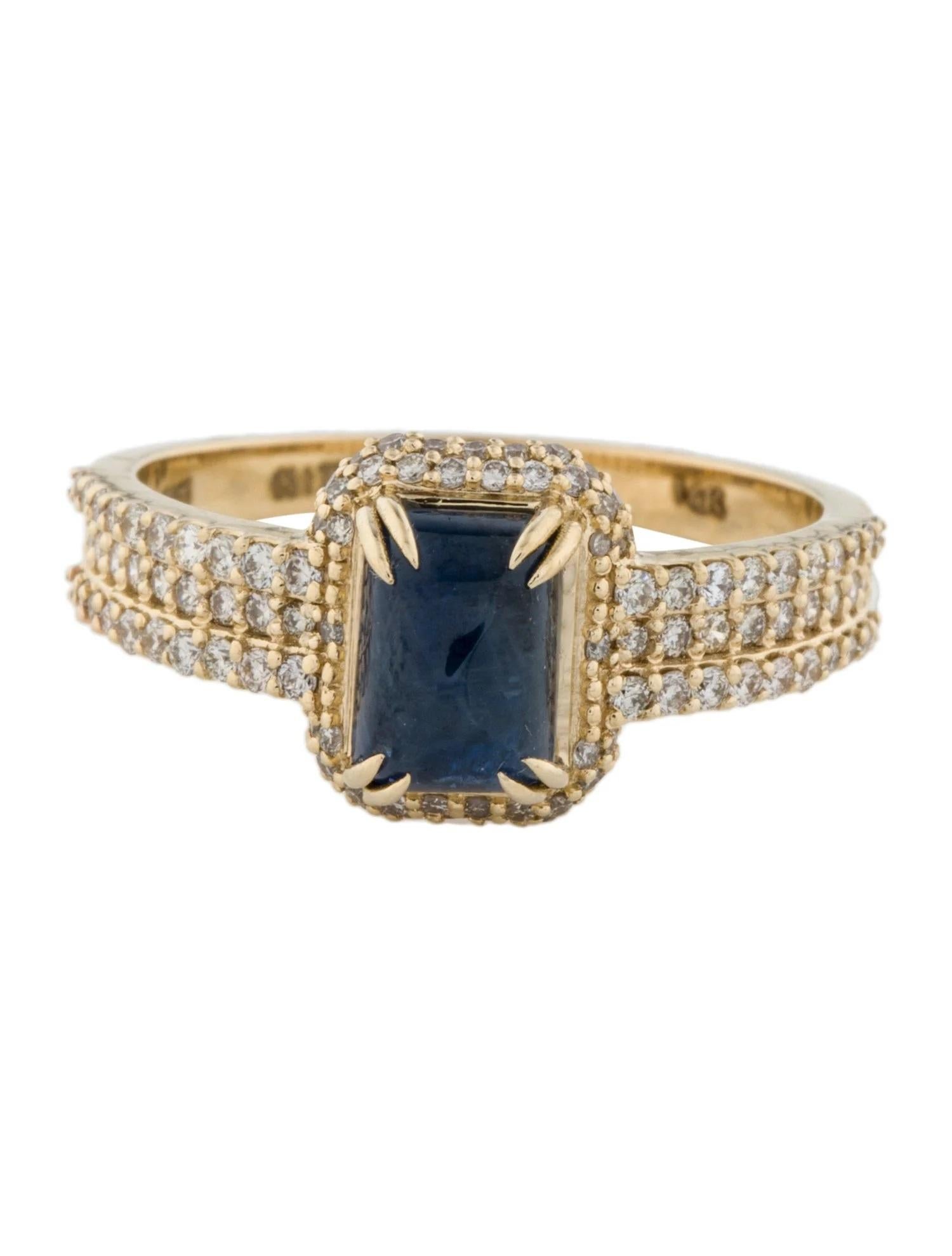 Artist 14K Yellow Gold Sapphire & Diamond Cocktail Ring, Size 6.5 For Sale