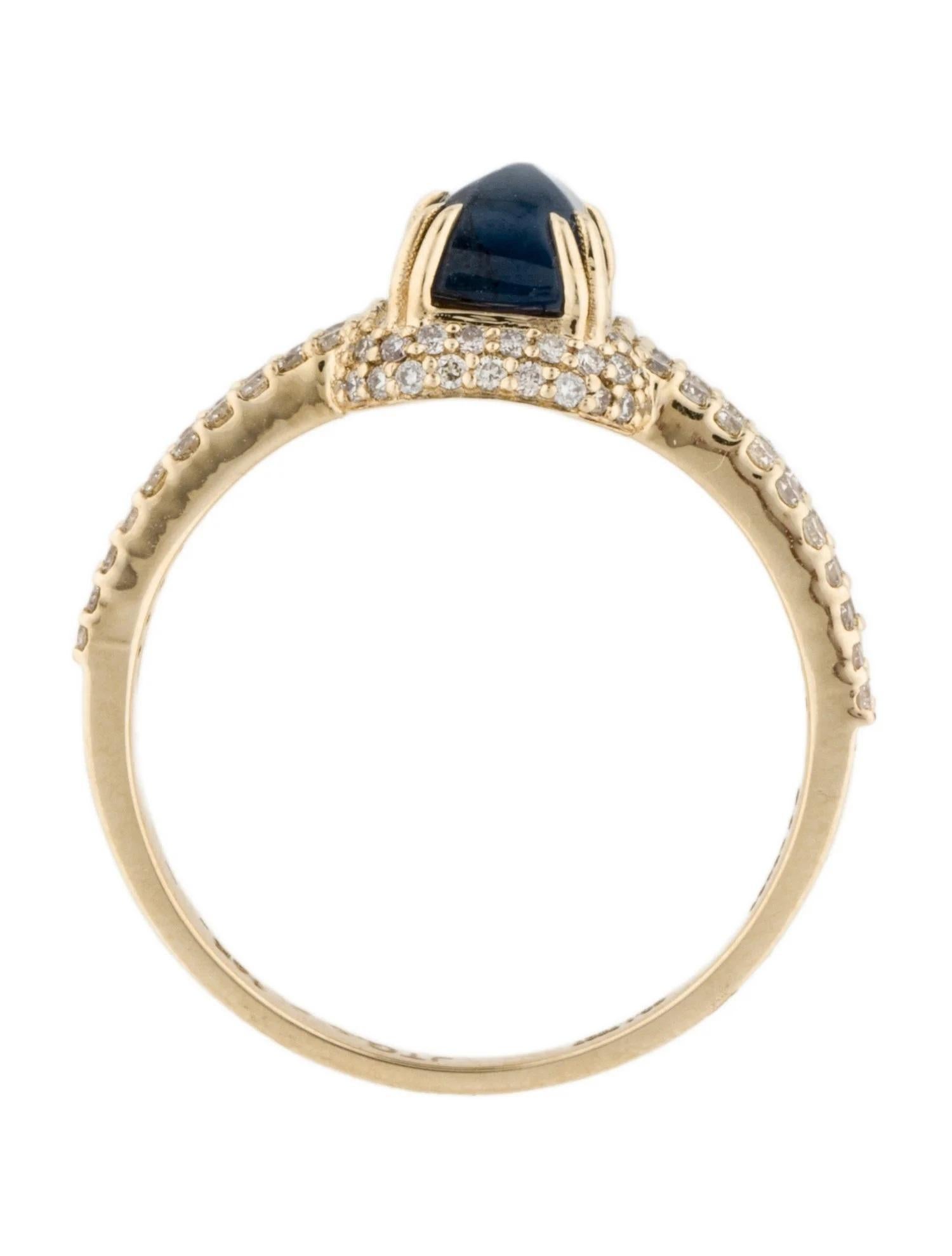 14K Yellow Gold Sapphire & Diamond Cocktail Ring, Size 6.5 In New Condition For Sale In Holtsville, NY