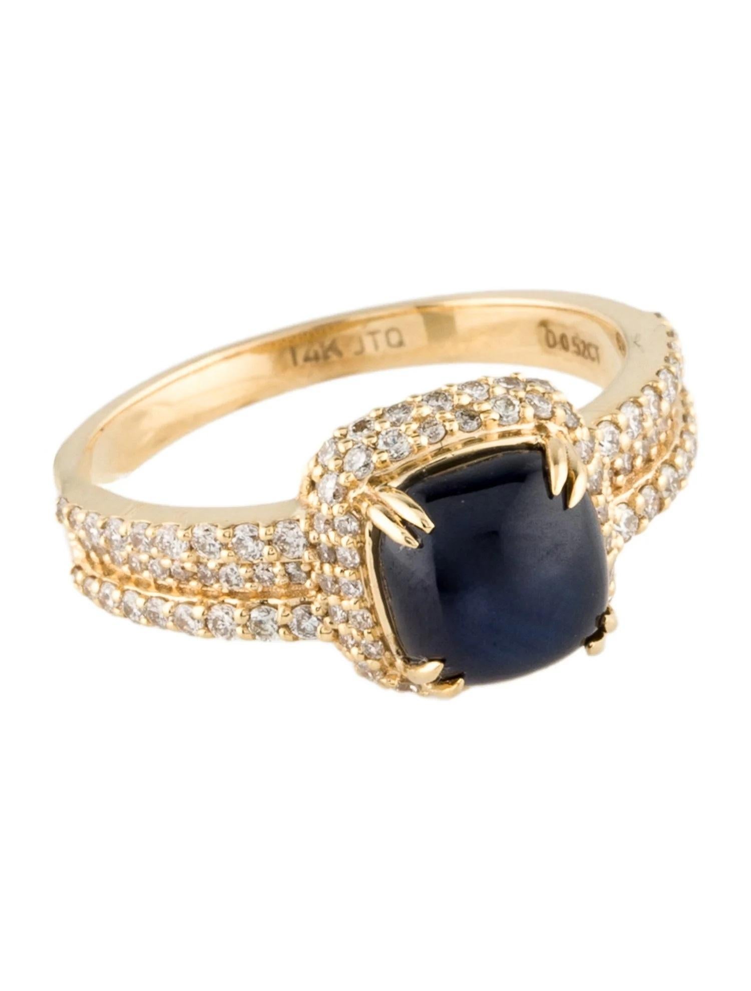 Artist 14K Yellow Gold Sapphire & Diamond Cocktail Ring, Size 6.75