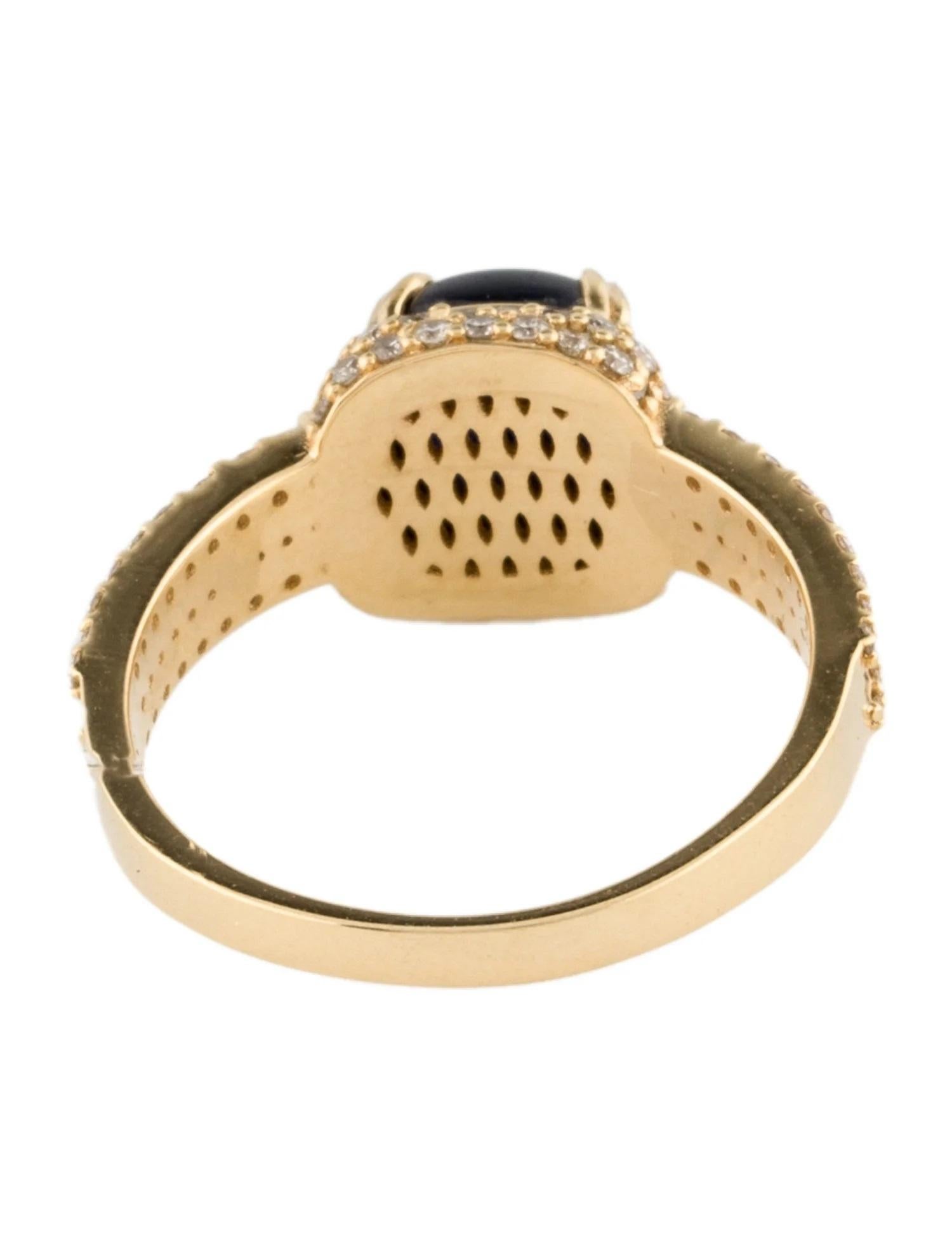 Round Cut 14K Yellow Gold Sapphire & Diamond Cocktail Ring, Size 6.75