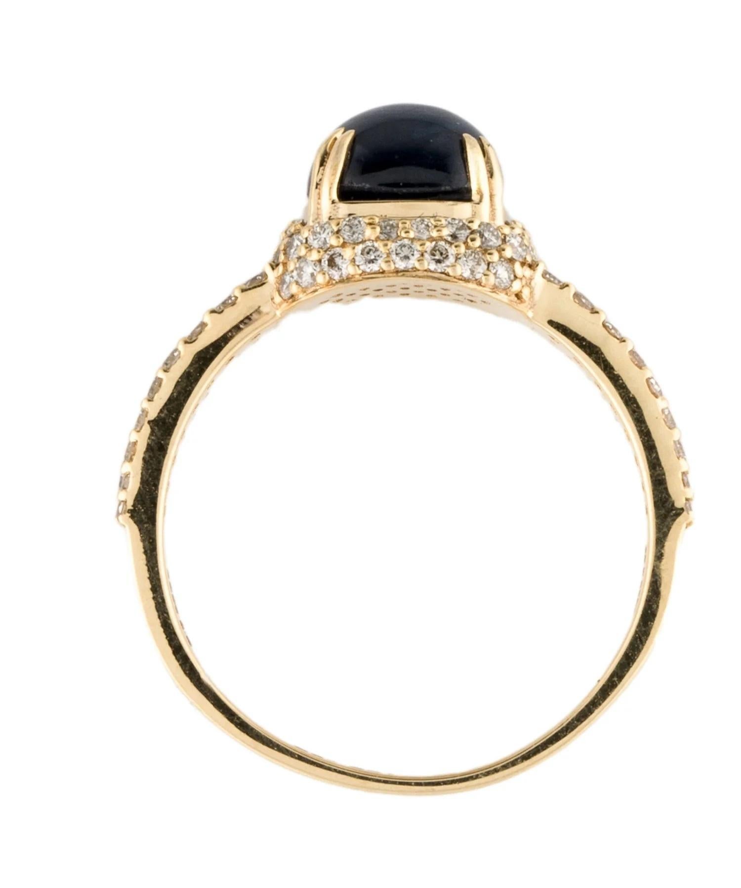 14K Yellow Gold Sapphire & Diamond Cocktail Ring, Size 6.75 In New Condition In Holtsville, NY