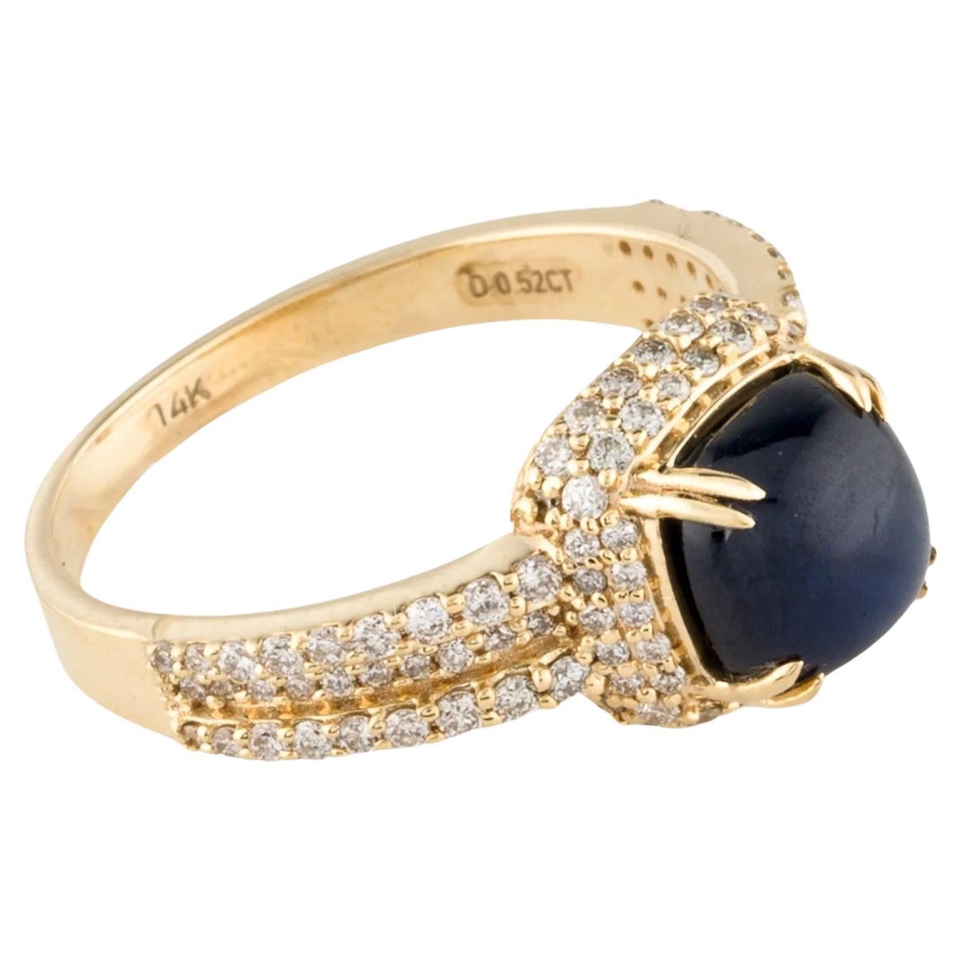 14K Yellow Gold Sapphire & Diamond Cocktail Ring, Size 6.75