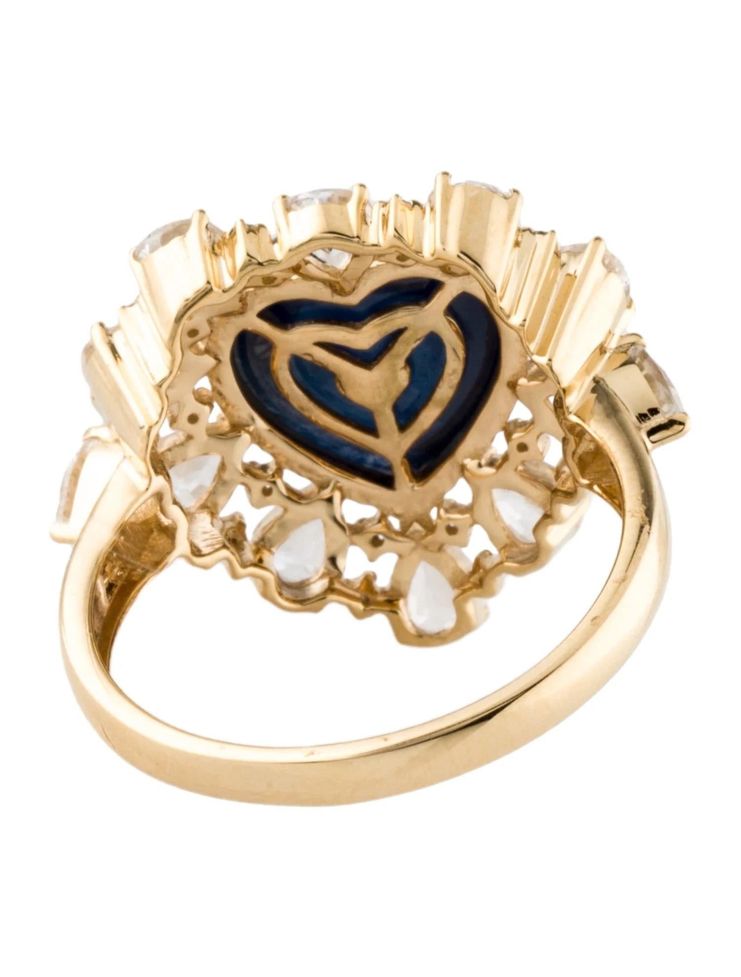 Pear Cut 14K Yellow Gold Sapphire & Diamond Cocktail Ring, Size 7  1.90 Carat Pear Modif