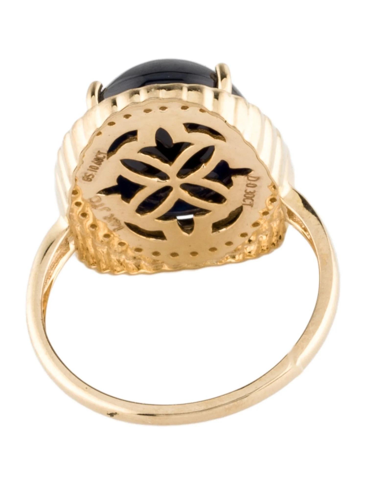 Taille ronde Bague cocktail en or jaune 14 carats, saphir et diamants, taille 7 en vente