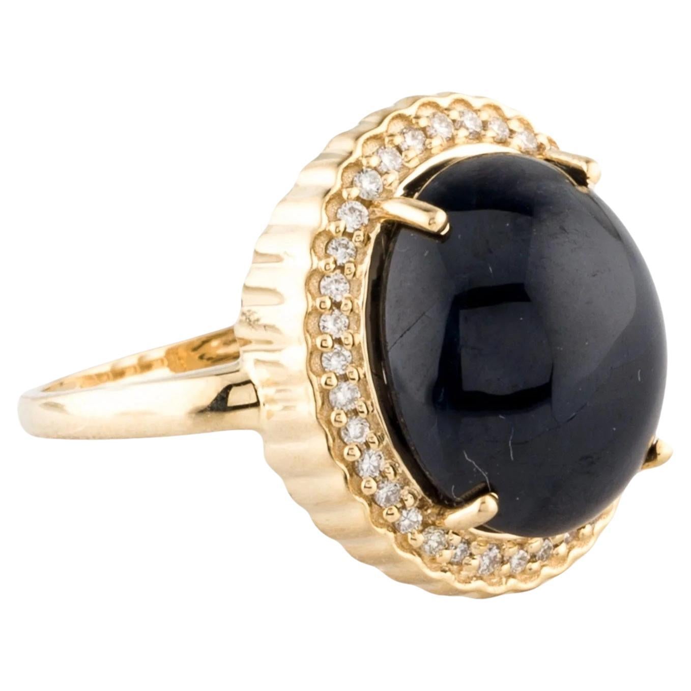 14K Yellow Gold Sapphire & Diamond Cocktail Ring, Size 7