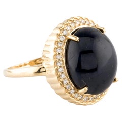 14K Yellow Gold Sapphire & Diamond Cocktail Ring, Size 7