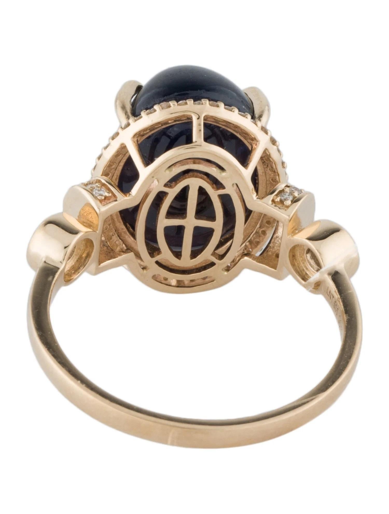 Round Cut 14K Yellow Gold Sapphire & Diamond Cocktail Ring Size 7  Round Brilliant Sapphi