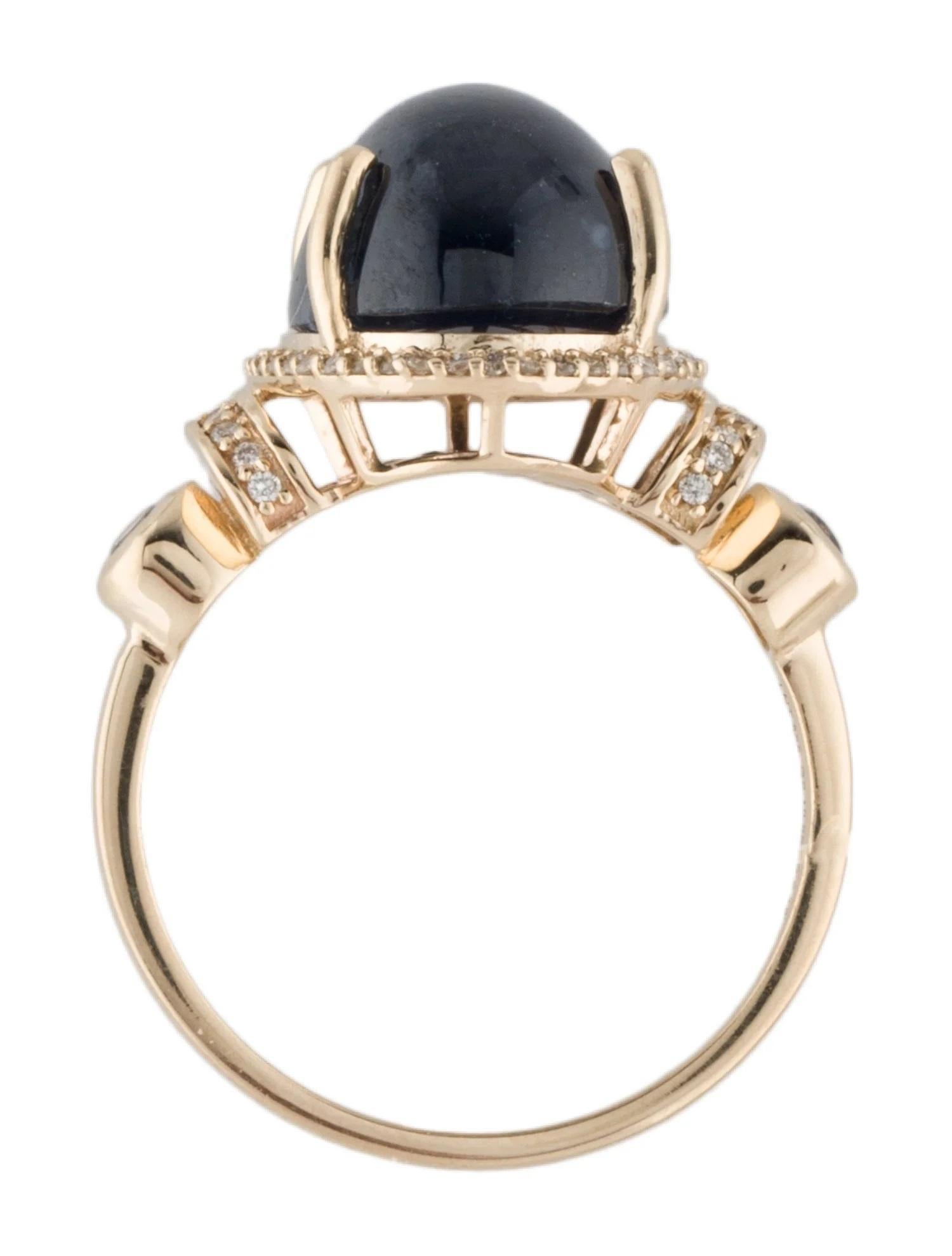 14K Yellow Gold Sapphire & Diamond Cocktail Ring Size 7  Round Brilliant Sapphi In New Condition In Holtsville, NY