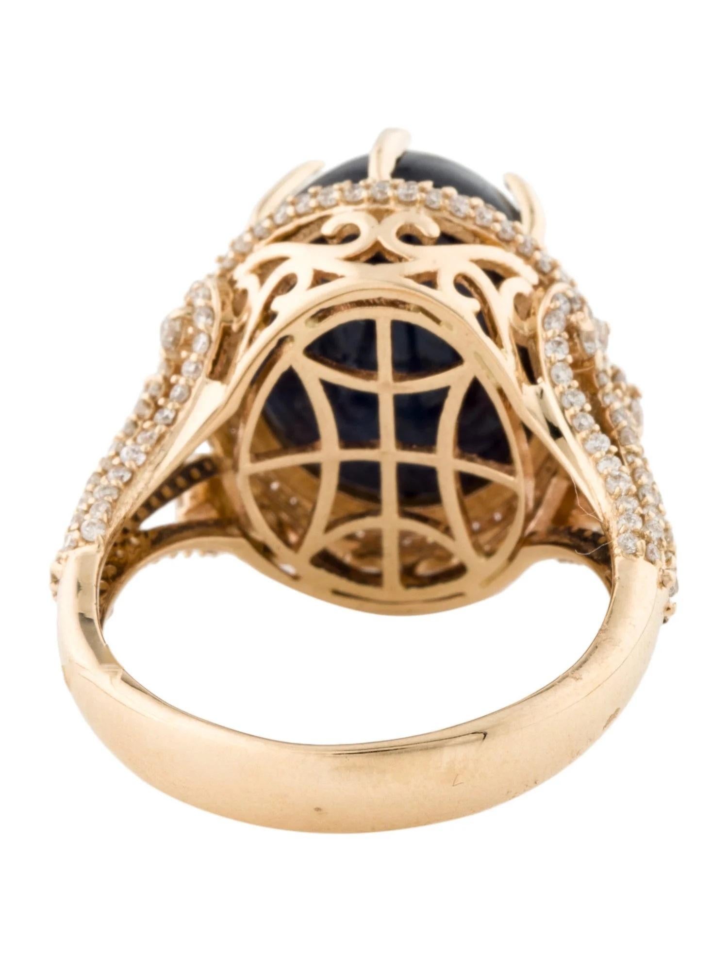 Taille cabochon Bague cocktail en or jaune 14 carats, saphir et diamants avec diamants de 0,79 carat et caboch en vente