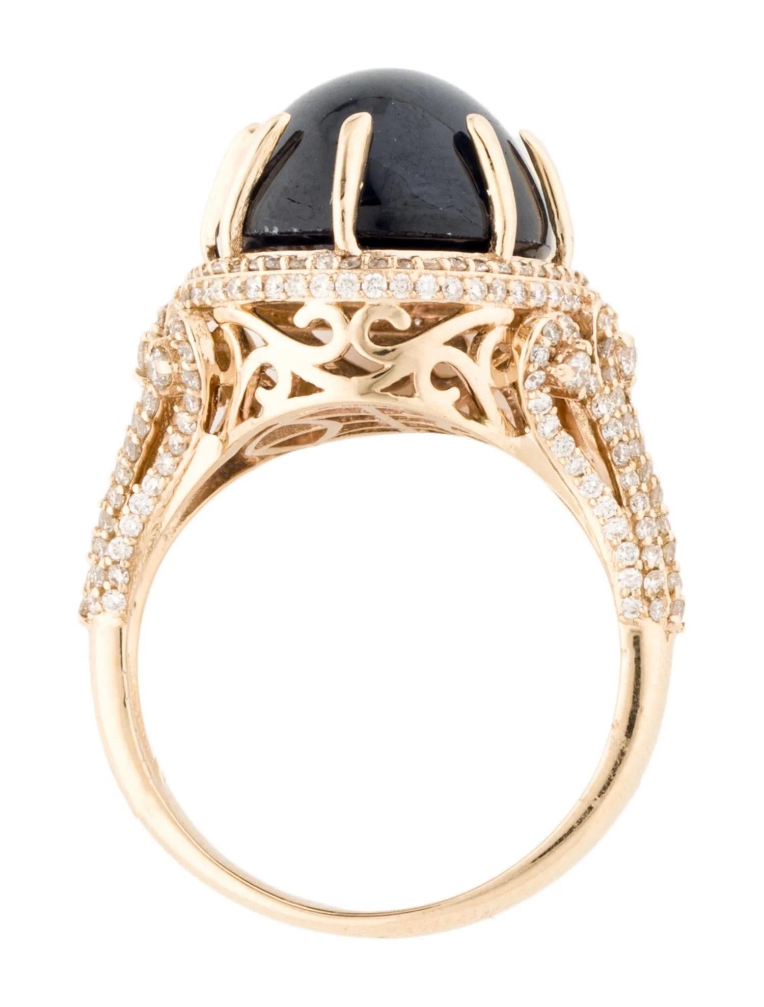 Bague cocktail en or jaune 14 carats, saphir et diamants avec diamants de 0,79 carat et caboch Neuf - En vente à Holtsville, NY