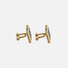 14K Yellow Gold Sapphire & Diamond Cufflinks Set