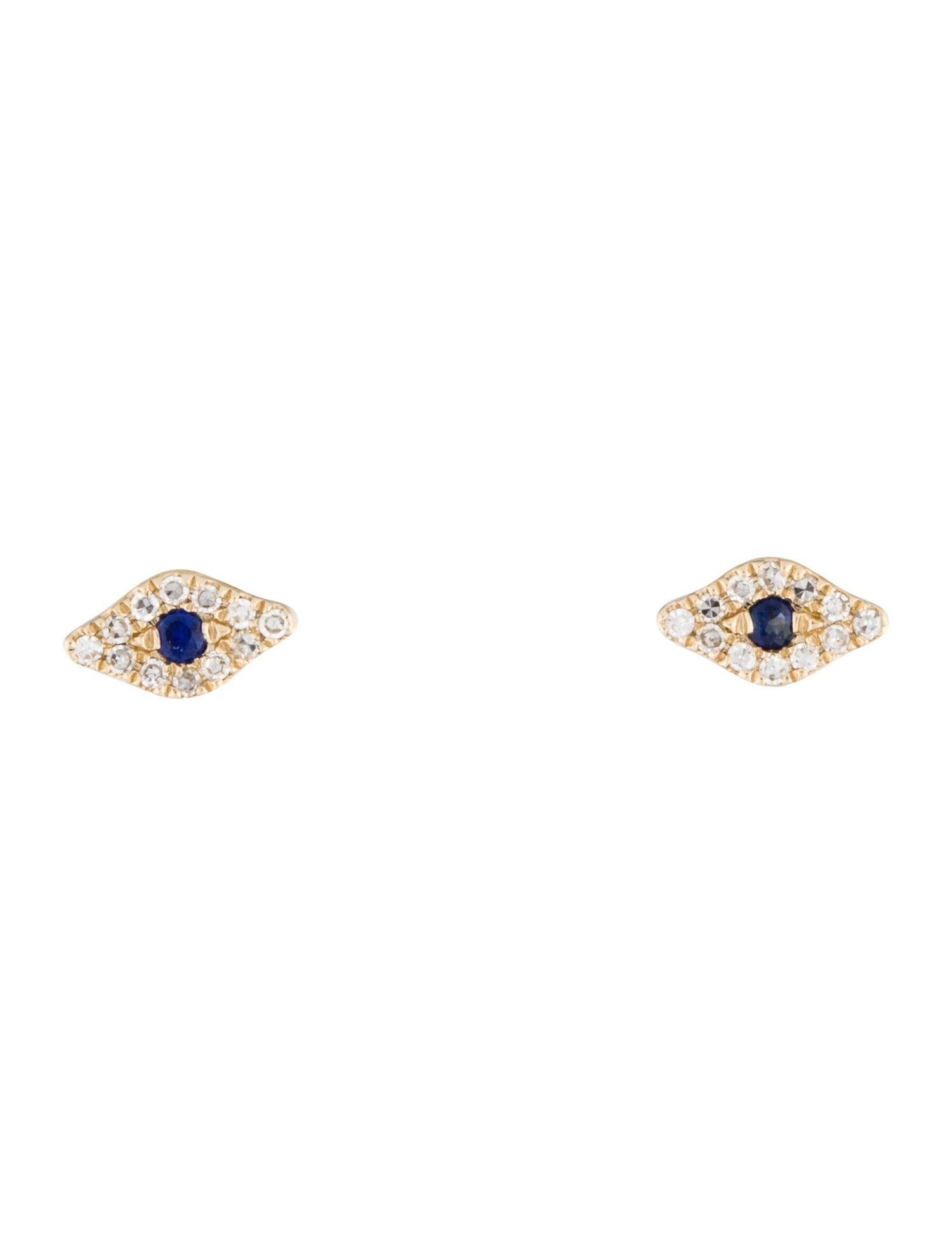  Evil Eye Design Earrings: Made from real 14k gold and round diamonds approximately 0.06 ct. 24 Certified diamonds and 2 Blue Sapphire 0.06 ct. available in white, rose and yellow gold with a color and clarity of GH-SI. 
 Surprise Your Loved Ones