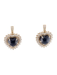 14K Gelbgold Saphir & Diamant Herz-Tropfen-Ohrringe mit 14,70 Karat blauem Sa