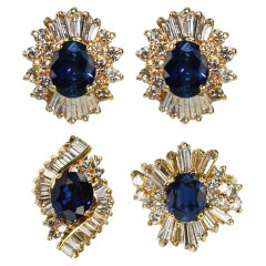 Parure saphir et diamant en or jaune 14K