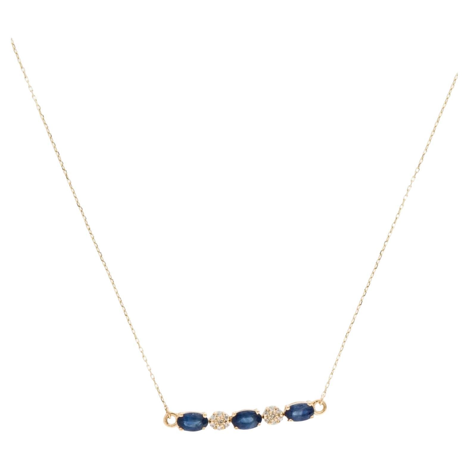 14K Yellow Gold Sapphire & Diamond Pendant Necklace Featuring 0.73 Carat Oval Sa