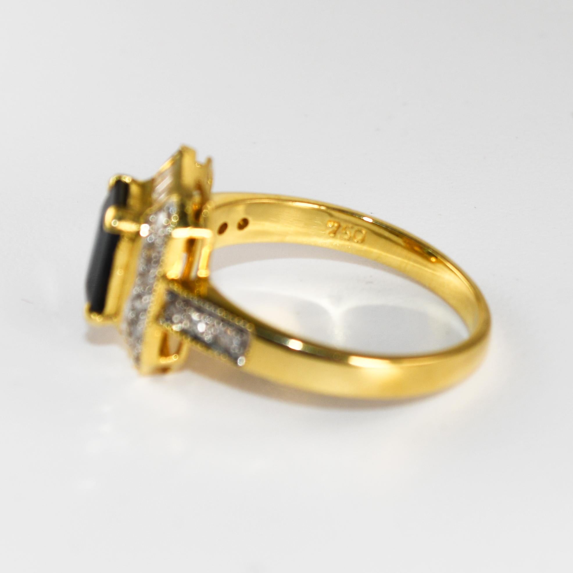 14K Yellow Gold Sapphire & Diamond Ring 4.6g For Sale 2