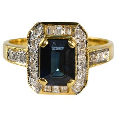 Bague en or jaune 14 carats saphir et diamant 4,6 g