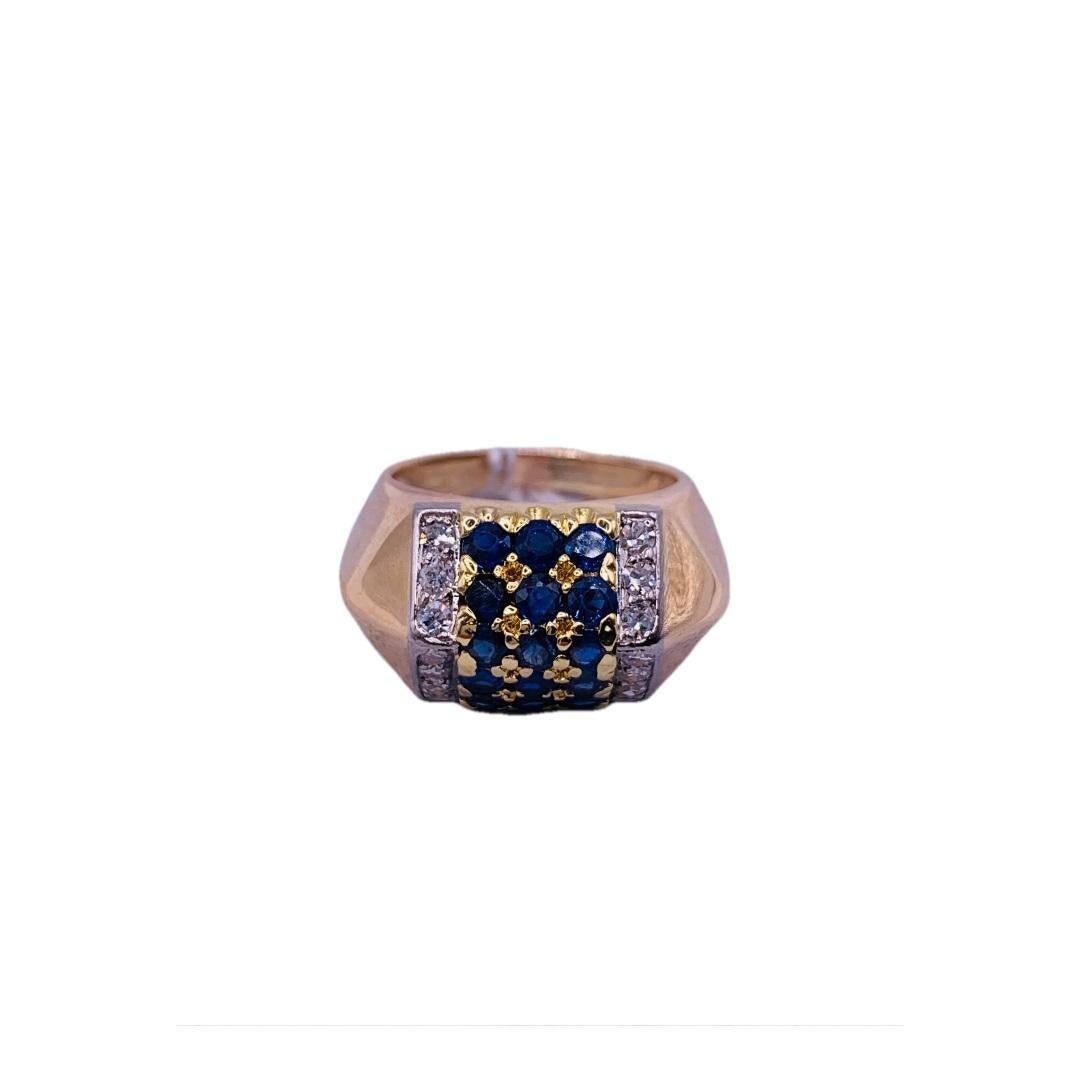 14K Yellow Gold 1.05 Carat Sapphire & 0.6 Carat Diamond Ring
