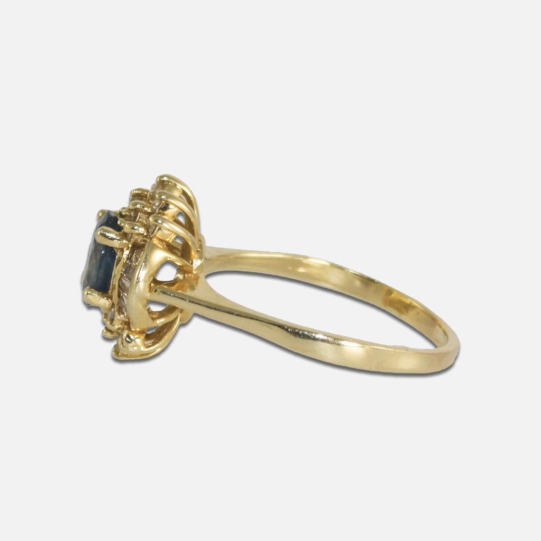 Ring aus 14 Karat Gelbgold mit Saphir und Diamant für Damen oder Herren