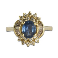 14K Yellow Gold Sapphire & Diamond Ring