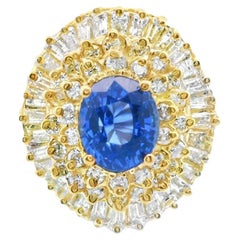 14k Yellow Gold Sapphire & Diamond Ring