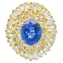 14k Yellow Gold Sapphire & Diamond Ring