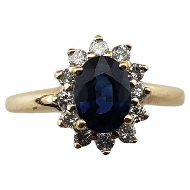14K Yellow Gold Sapphire & Diamond Ring Size 5.25 #15745 For Sale