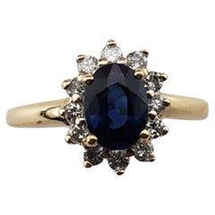 14K Yellow Gold Sapphire & Diamond Ring Size 5.25 #15745