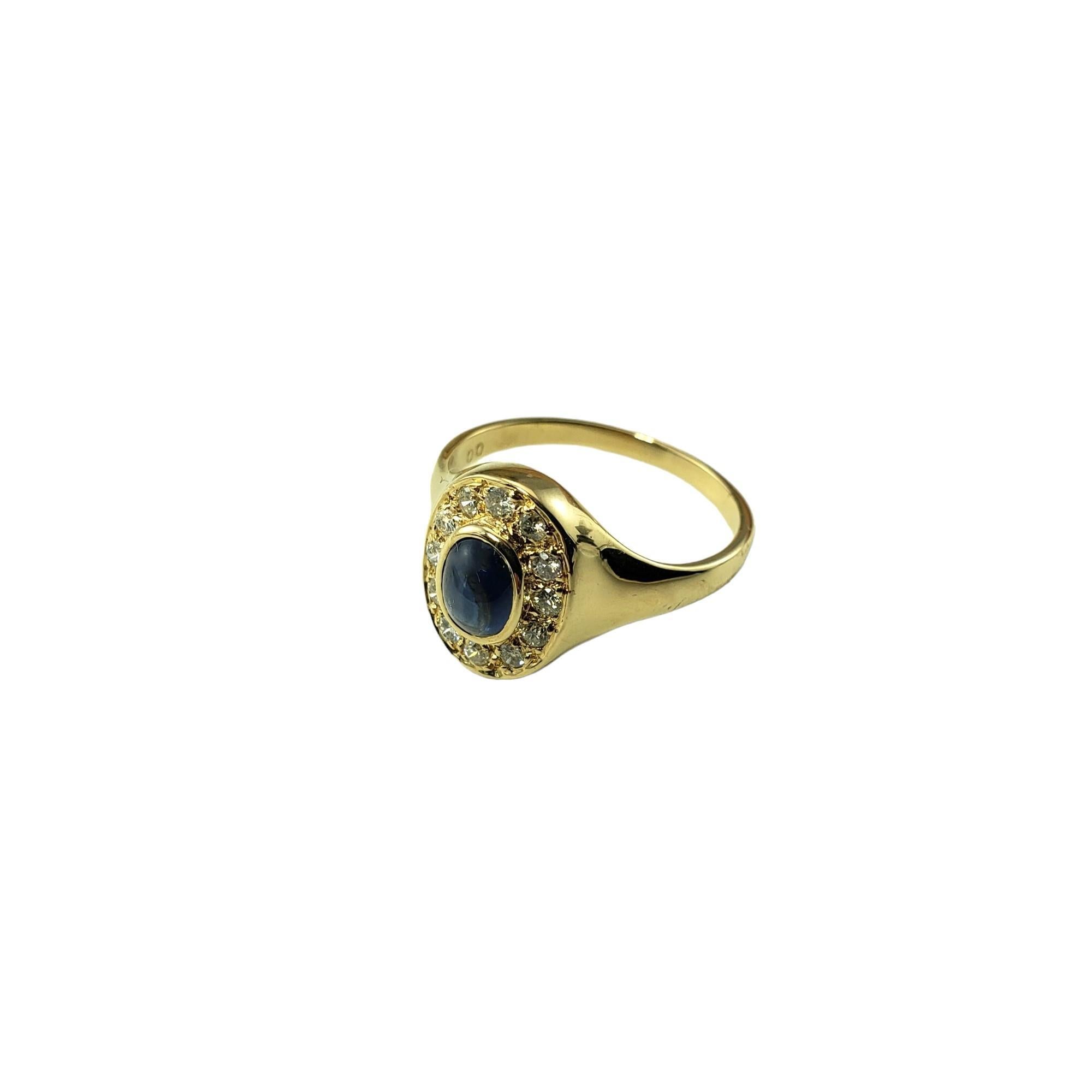 14K Gelbgold Saphir & Diamant Ring Größe 6,25 #15729 (Cabochon) im Angebot