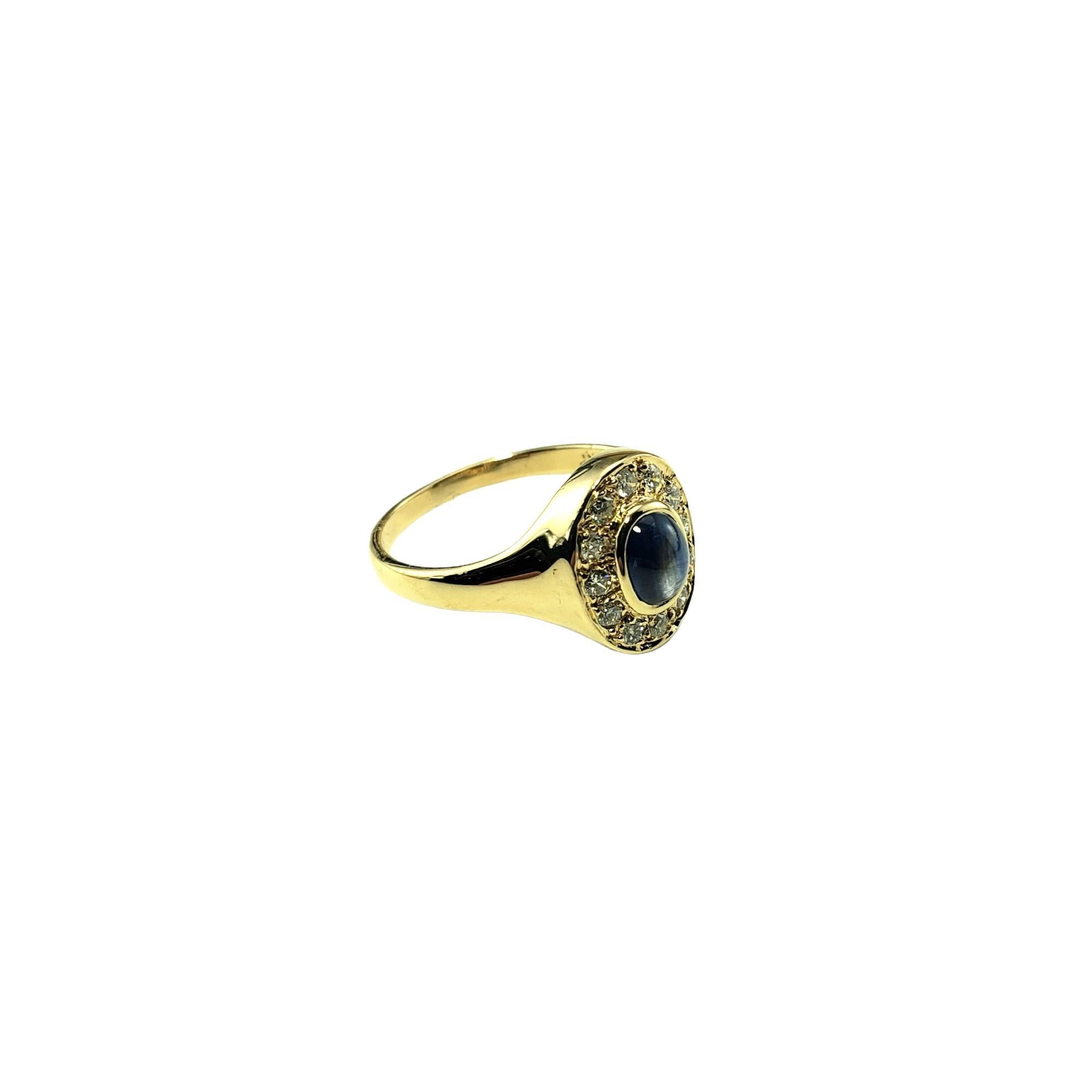Cabochon 14K Yellow Gold Sapphire & Diamond Ring Size 6.25 #15729 For Sale