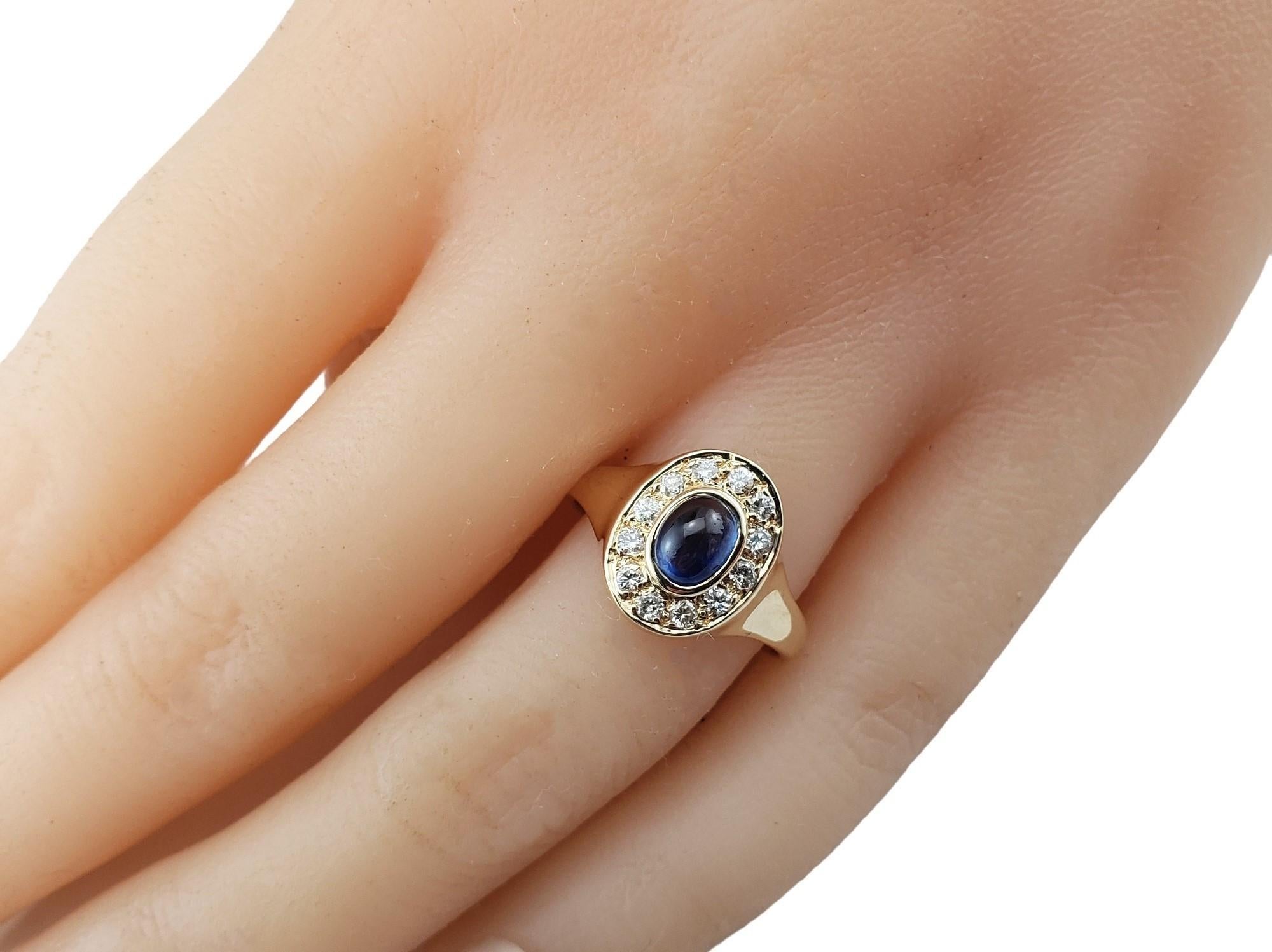 Anillo de oro amarillo de 14 quilates con zafiro y diamantes talla 6,25 #15729 3