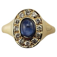 Bague en or jaune 14 carats saphir et diamant taille 6,25 n°15729