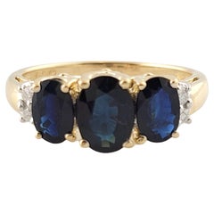 14k Yellow Gold Sapphire Diamond Ring