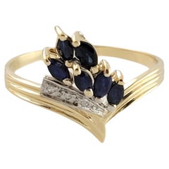 14k Yellow Gold Natural Sapphire Diamond Ring