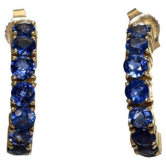 14k Yellow Gold Sapphire Earrings, 1.60TCW, 2.8g For Sale
