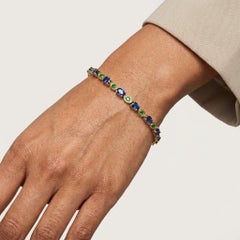 14K Gelbgold Saphir Smaragd Designer-Armband Jahrestag Geschenk 7,5 Zoll