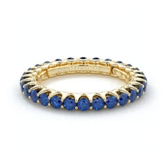 14 Karat Gold Sapphire Eternal Fit Eternity Band Features 2.76 Carat of Blue