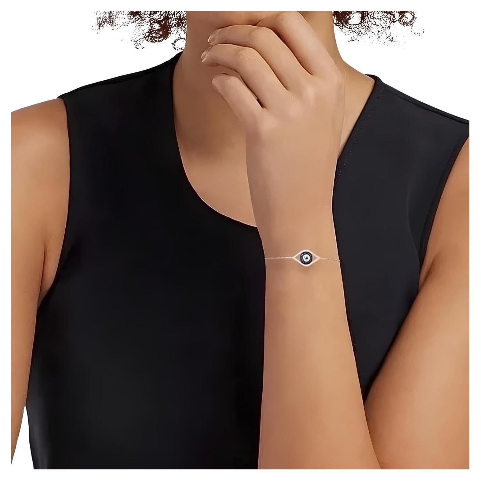 14K Yellow Gold Sapphire Evil Eye Diamond Bracelet