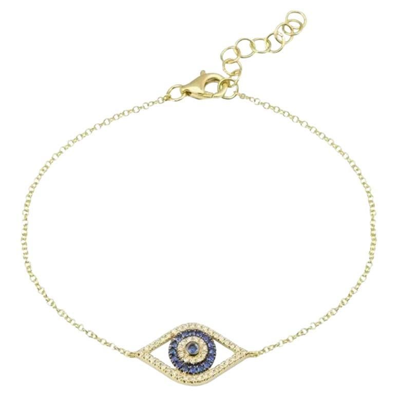 Bracelet Evil Eye en or jaune 14 carats avec saphirs et diamants