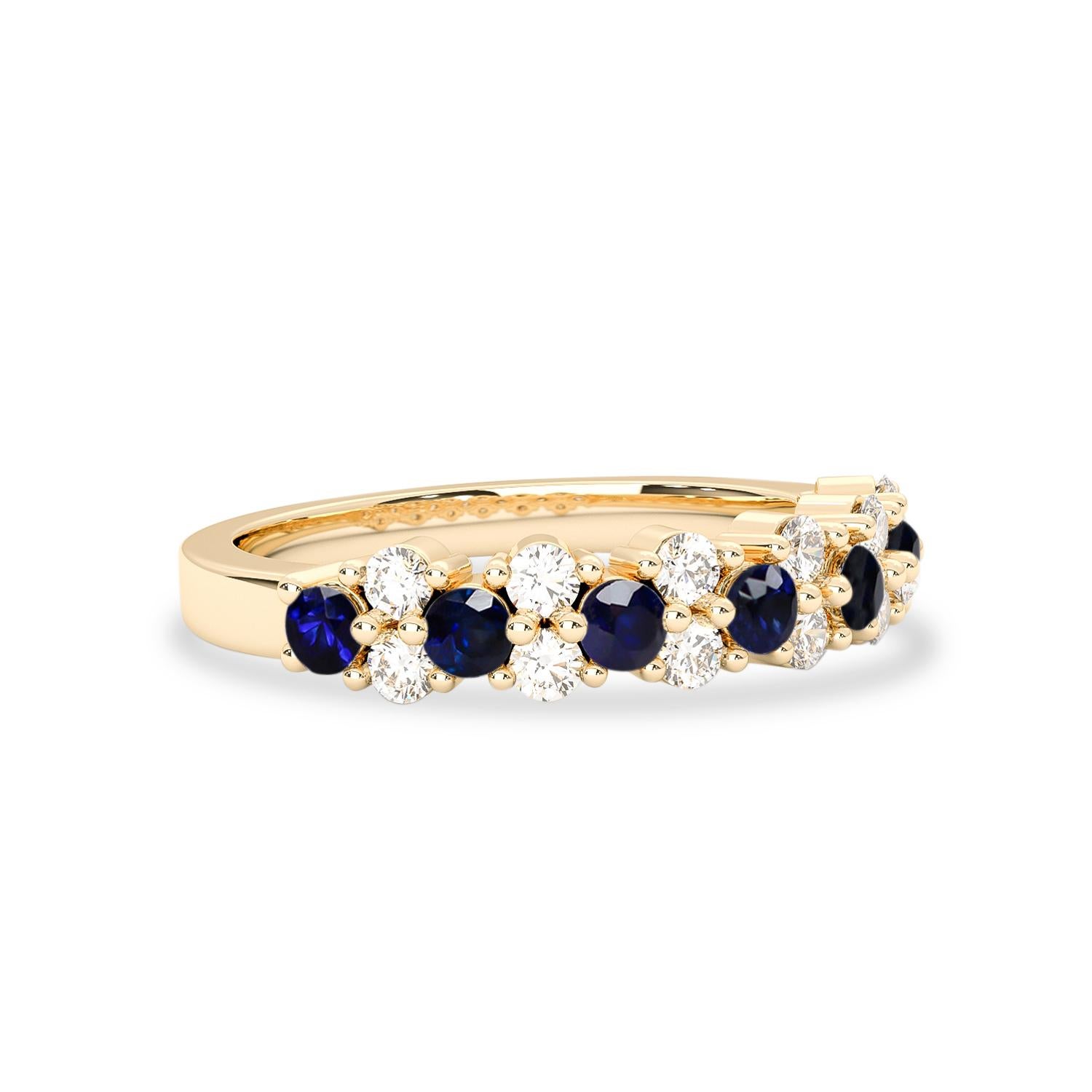 For Sale:  14k Yellow Gold Sapphire Hemera Cluster Ring, Blue Sapphire & Diamond '.4t.c.w' 2