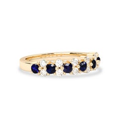 14k Yellow Gold Sapphire Hemera Cluster Ring, Blue Sapphire & Diamond '.4t.c.w'