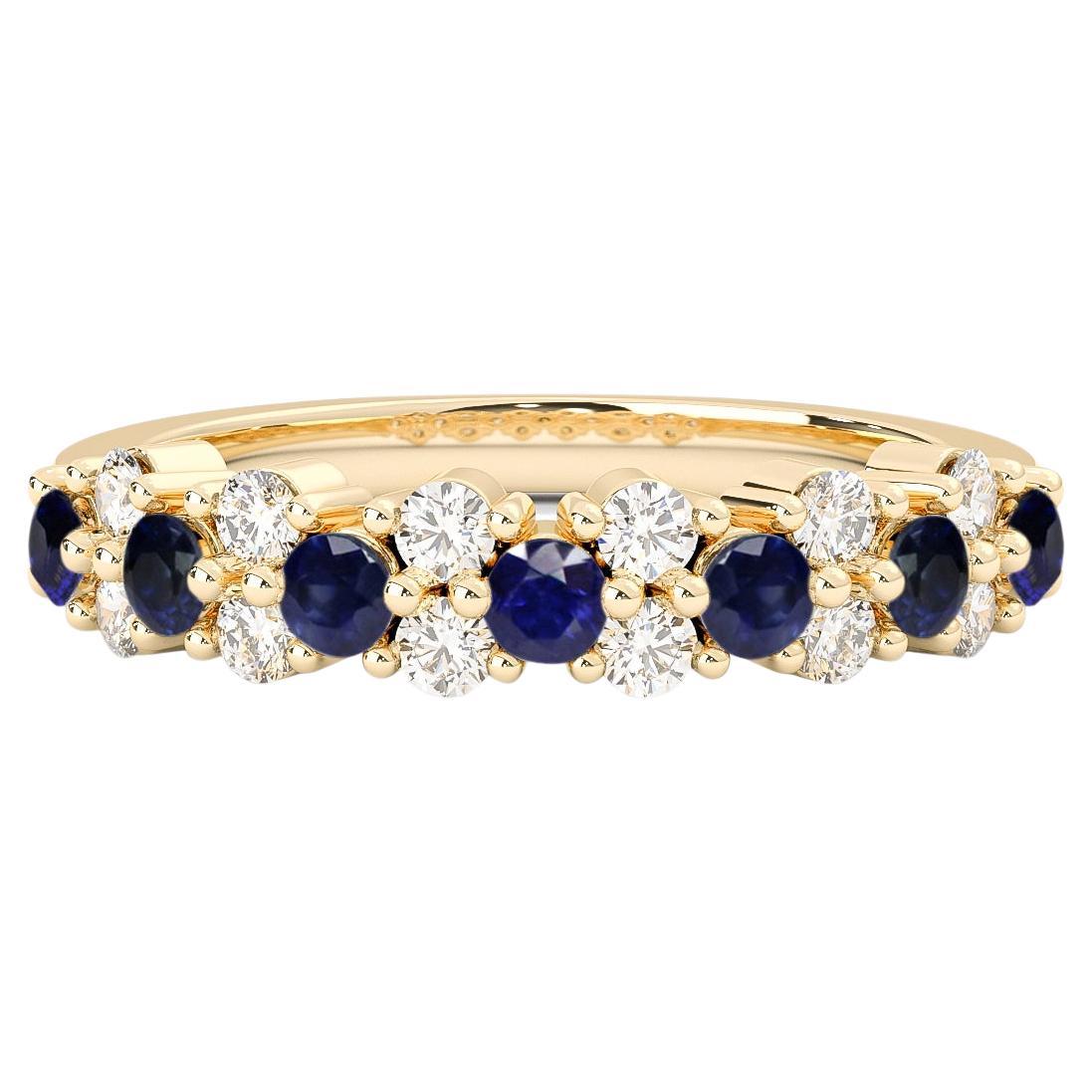 14k Yellow Gold Sapphire Hemera Cluster Ring, Blue Sapphire & Diamond '.4t.c.w'