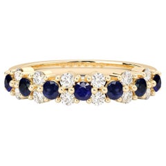 14k Gelbgold Saphir Hemera Cluster Ring, blauer Saphir &amp; Diamant '.4t.c.w'