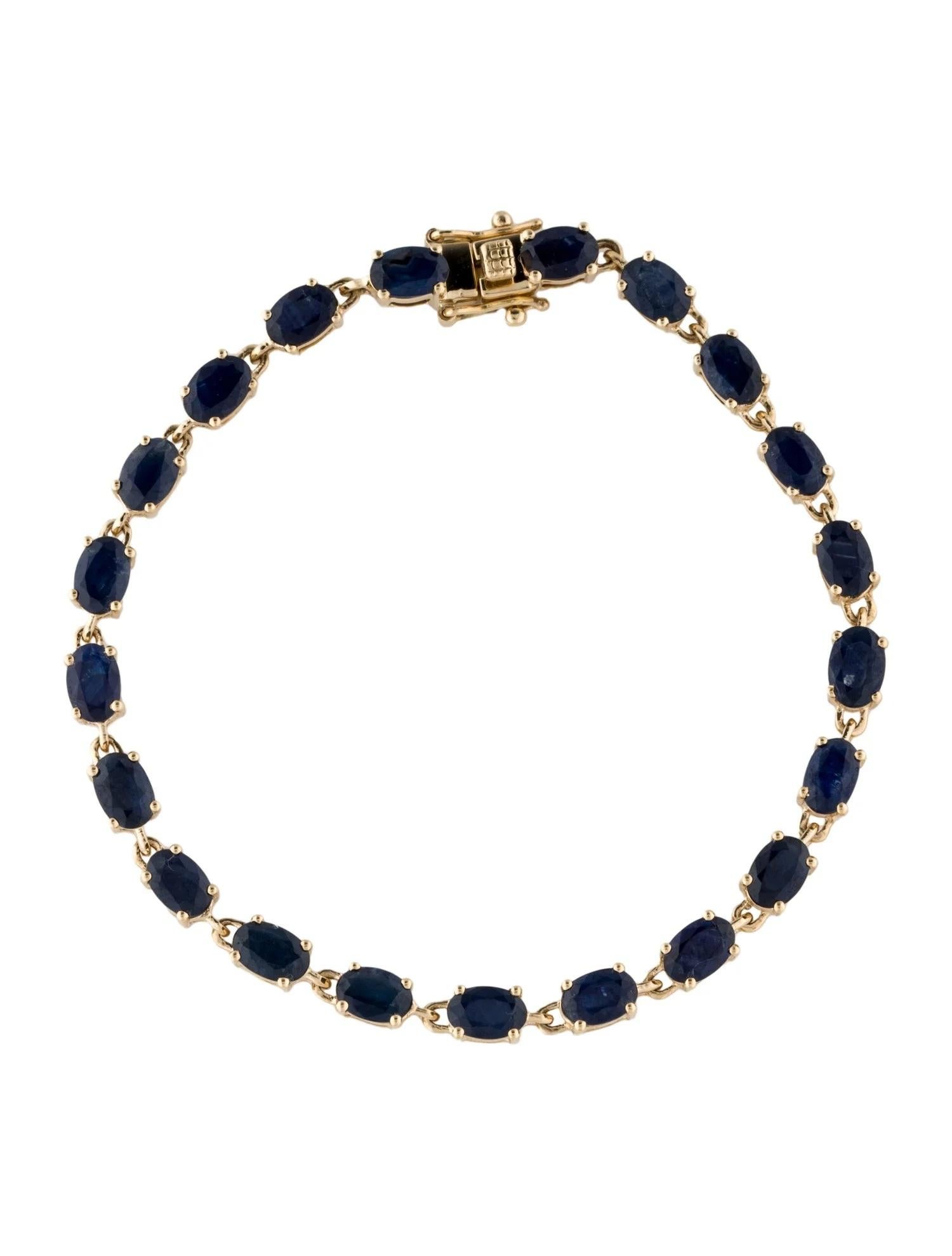 Taille ovale Bracelet à maillons en or jaune 14 carats avec saphirs ovales de 12,65 carats en vente