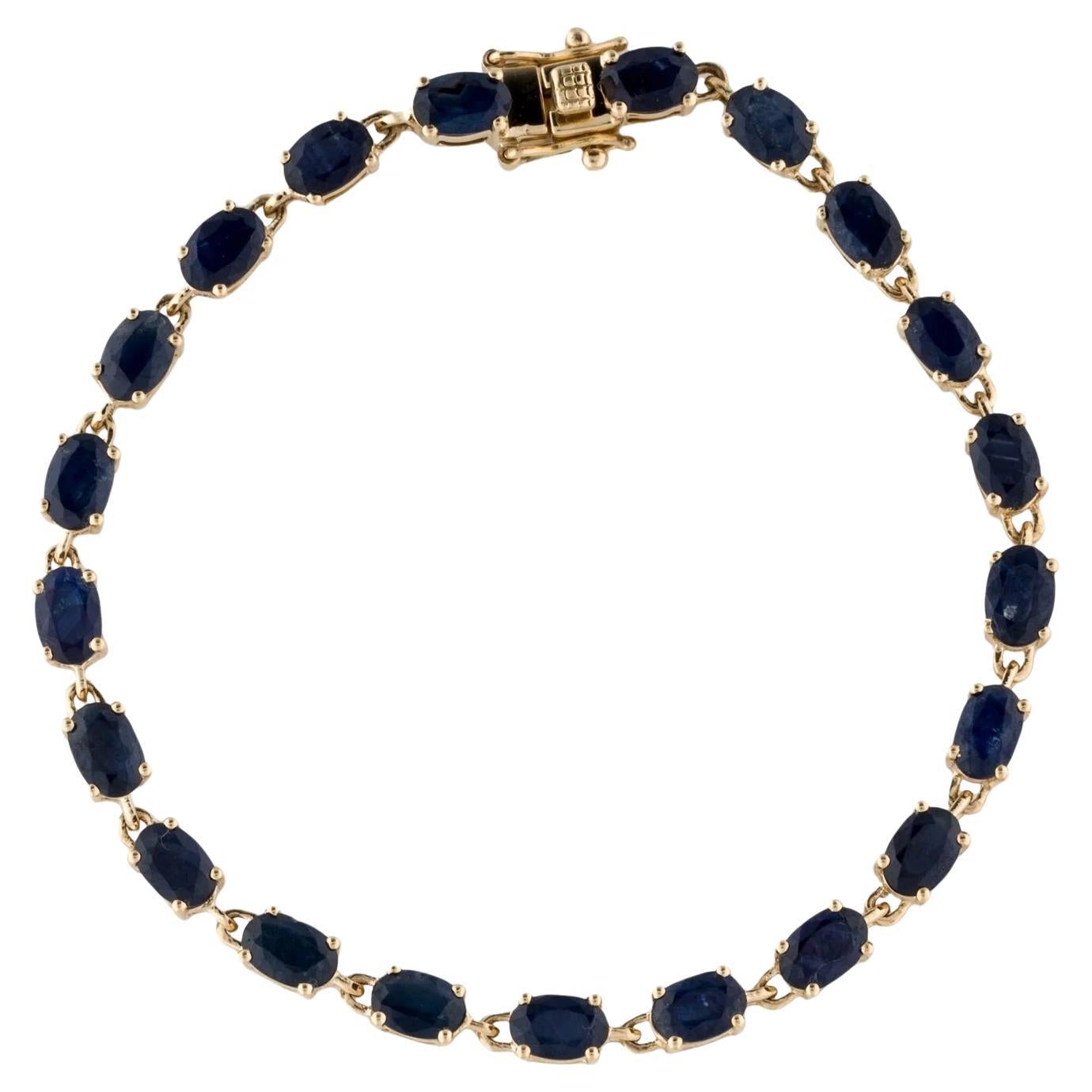14K Yellow Gold Sapphire Link Bracelet Featuring 12.65 Carat Oval Sapphires