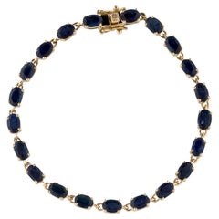 14K Yellow Gold Sapphire Link Bracelet Featuring 12.65 Carat Oval Sapphires