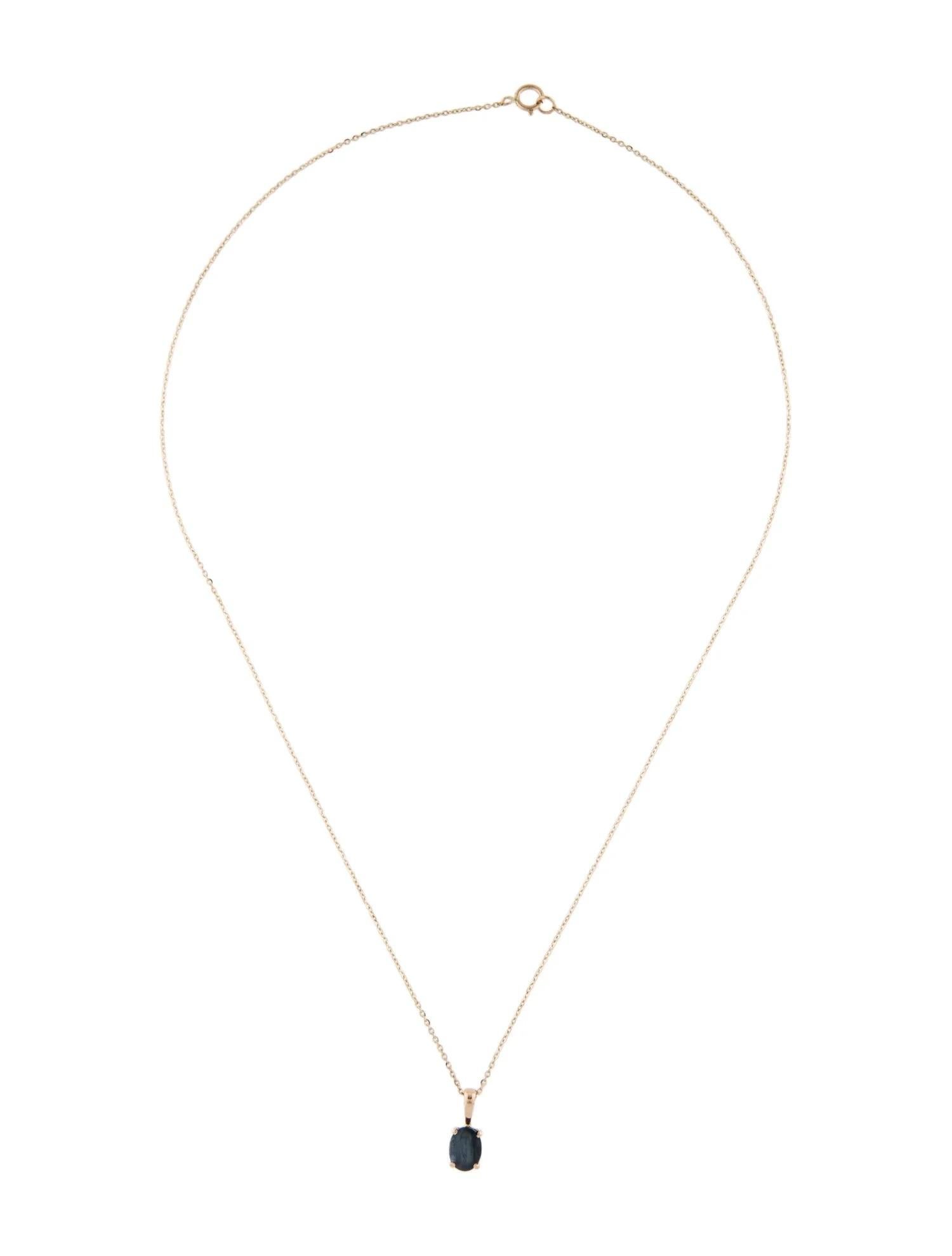 Artist 14K Yellow Gold Sapphire Pendant - 0.77 Carat Oval Modified Brilliant Sapphire For Sale