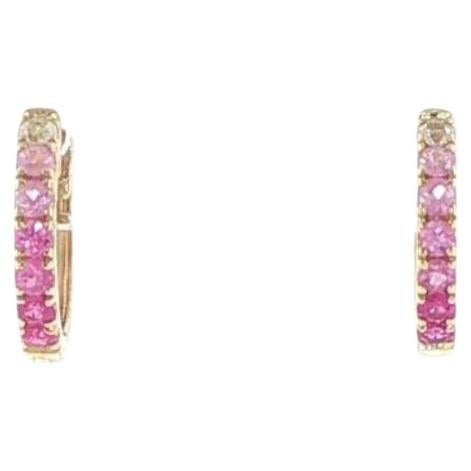 14K Yellow Gold Sapphire & Spinel Huggie Earrings