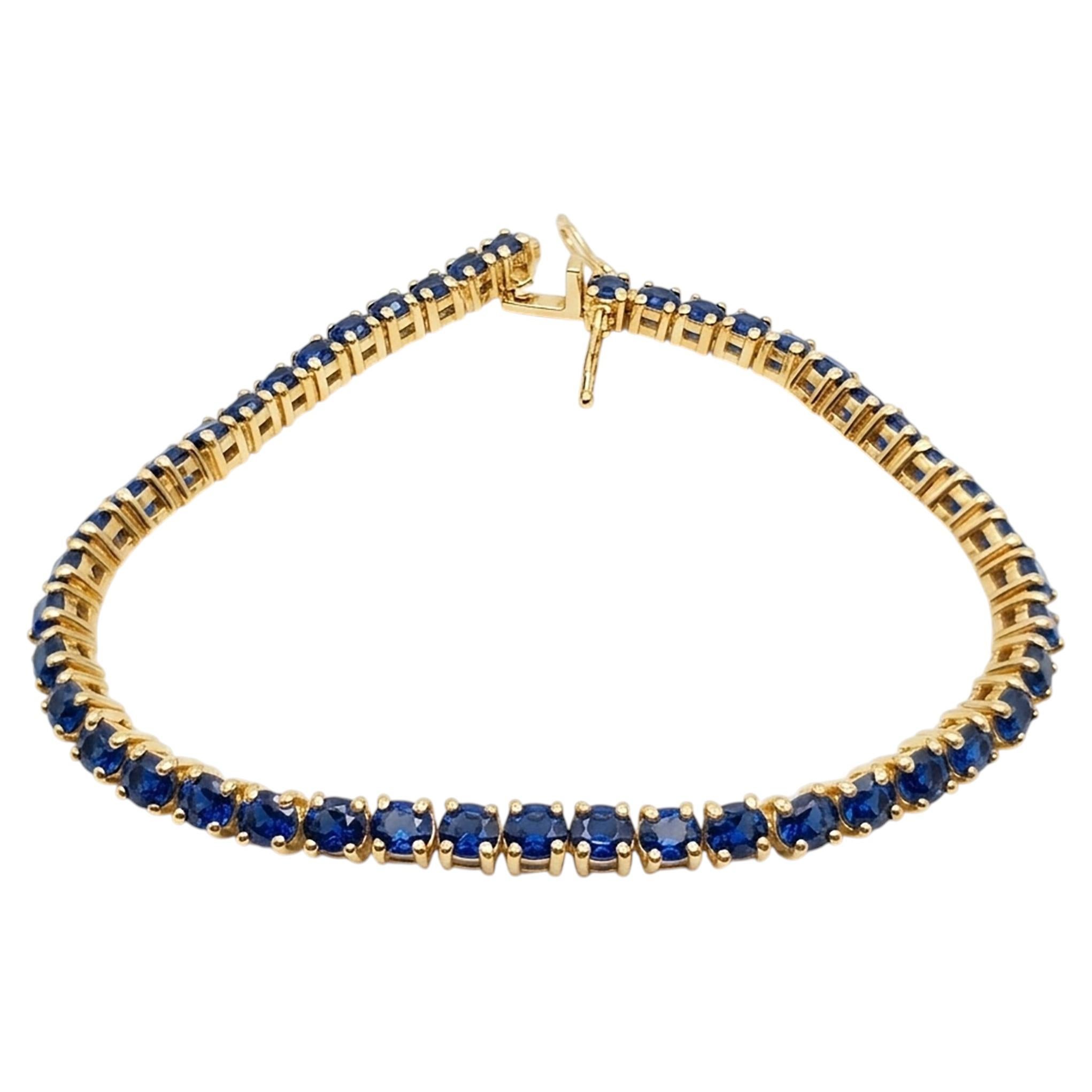 14K Yellow Gold Sapphire Tennis Bracelet 10.50 Carat Natural Sapphire Bracelet