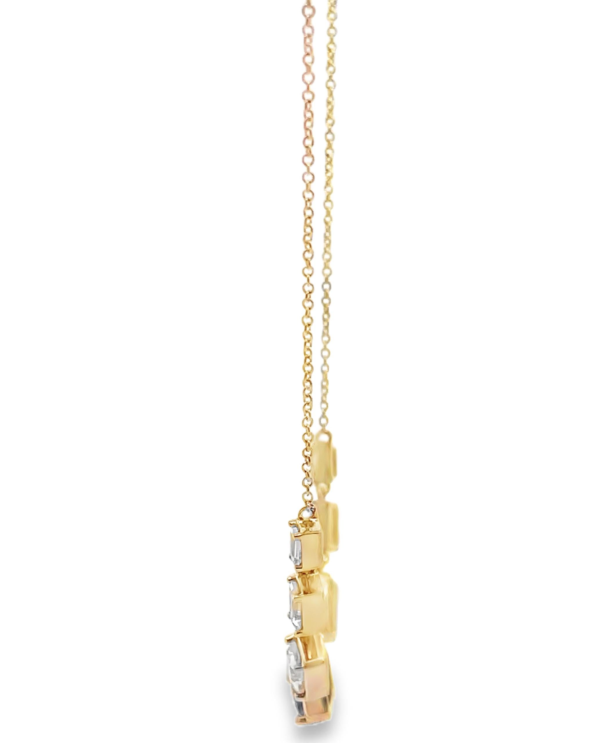 Contemporary Seven Station Sapphire & White Topaz Baguette Bib Necklace in 14K Yellow Gold For Sale